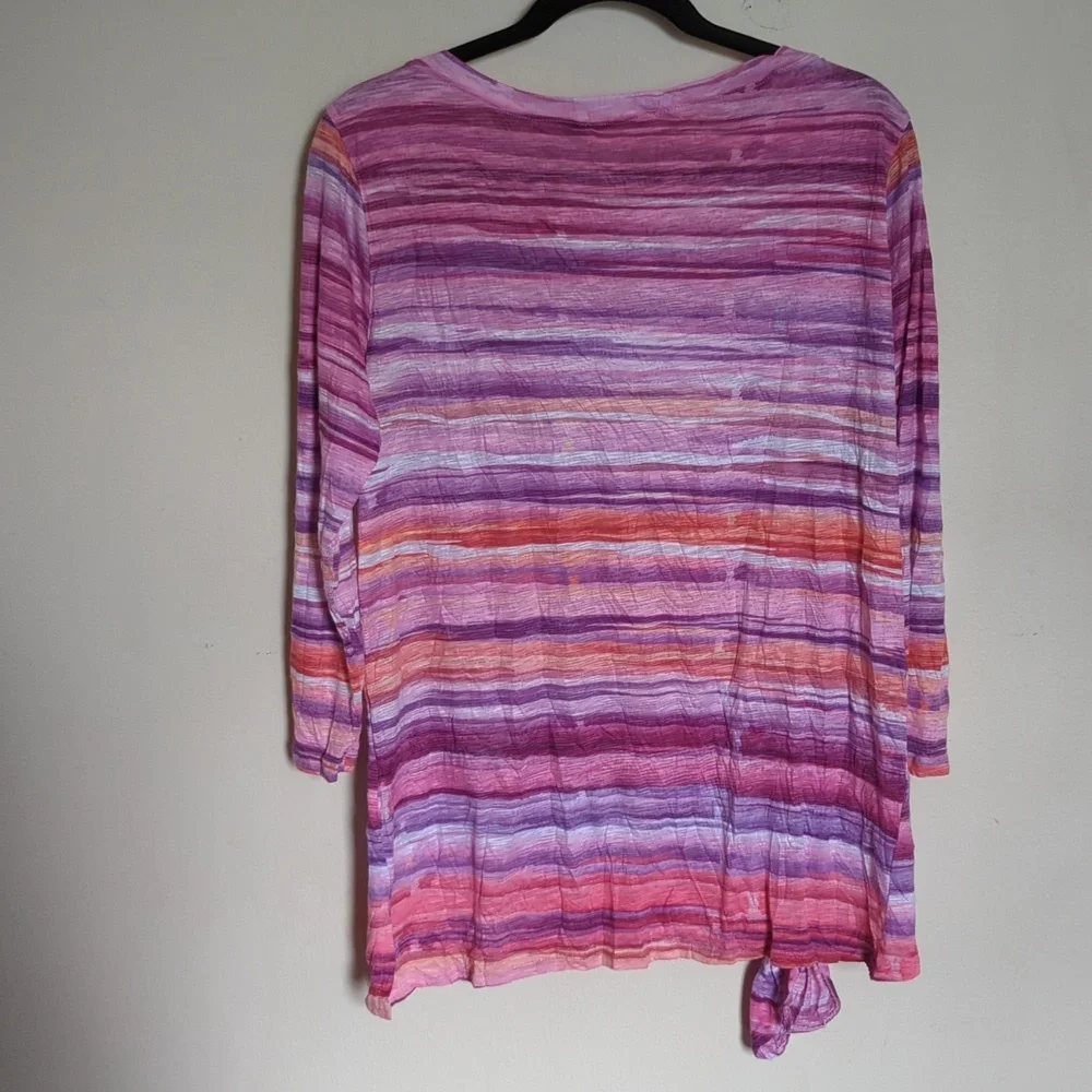 David Cline Shirt Pink Purple Striped Crushed Top Stretch Tie Orchid Size XL - Picture 5 of 5